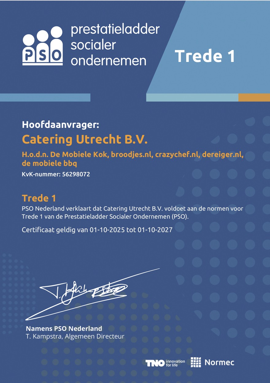 certificaat PSO DE MOBIELE KOK